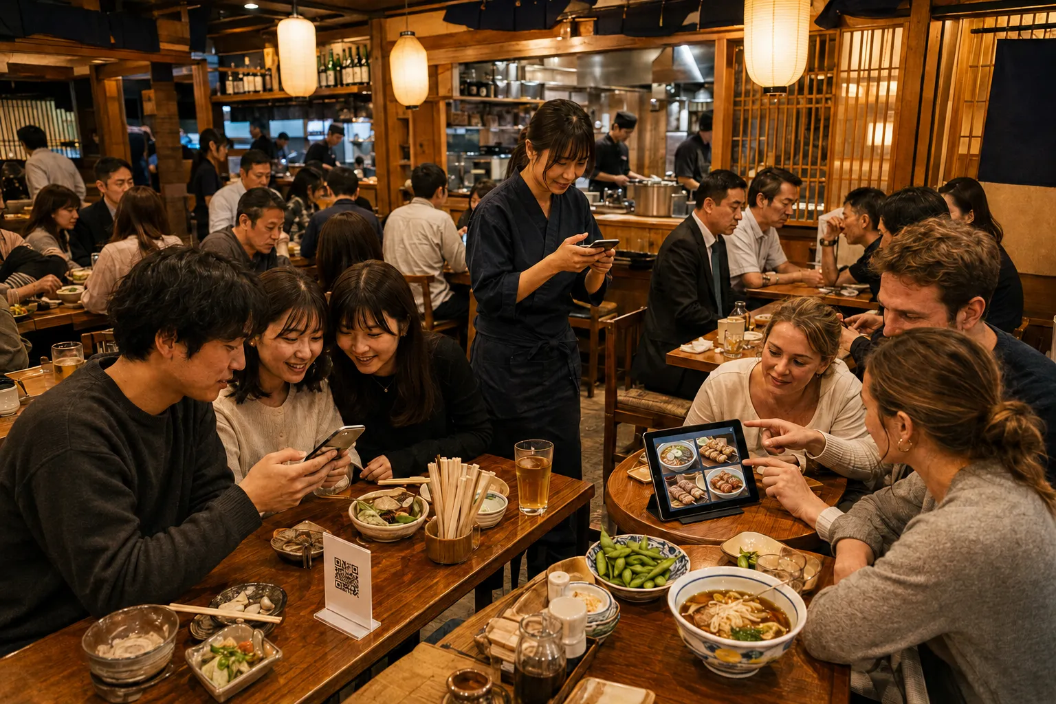 外国人のお客様も、外国人スタッフも。ATPOSは、メニューもスタッフの画面も6言語に対応した飲食店向けPOSレジです。